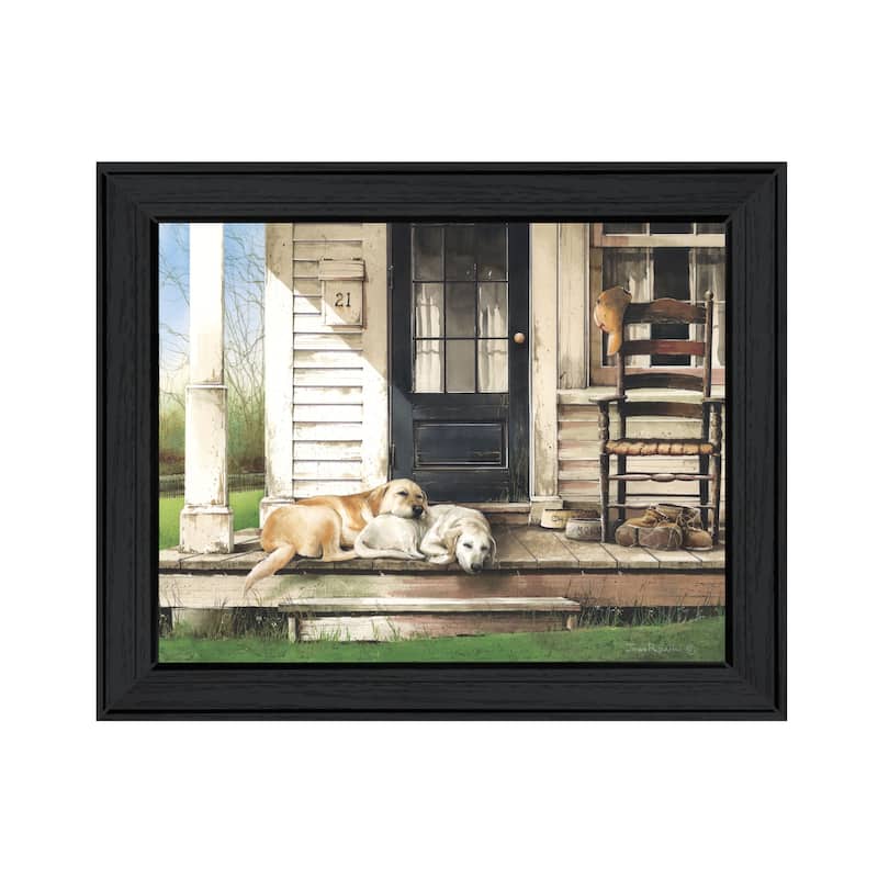 TrendyDecor4U Farmhouse "Chase and Molly" Framed Print Wall Art by John Rossini - Charcoal