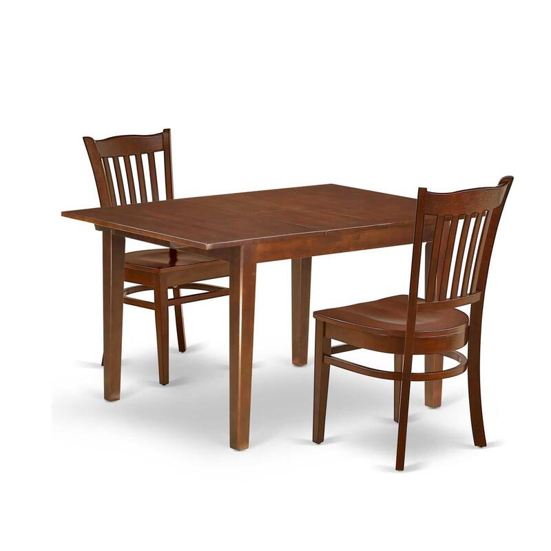 Rectangle Dining Table Set - 3Pc Cottage Kitchen Table with Butterfly Leaf & 2 Chairs
