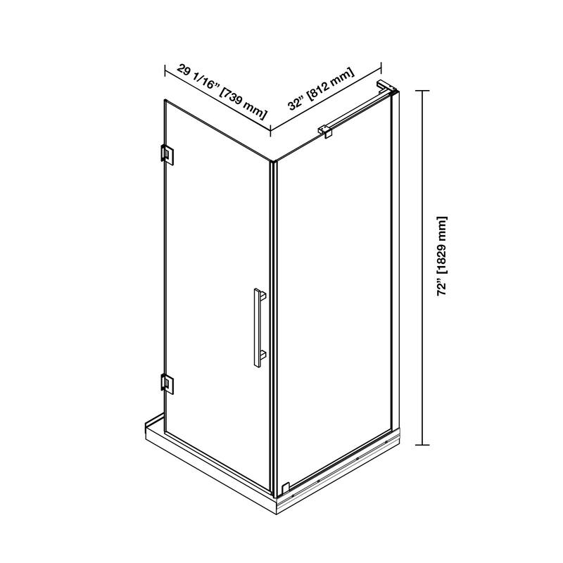 OVE Decors Panama Corner Frameless Pivot Hinge Shower Door Kit with Base Pan, 2025
