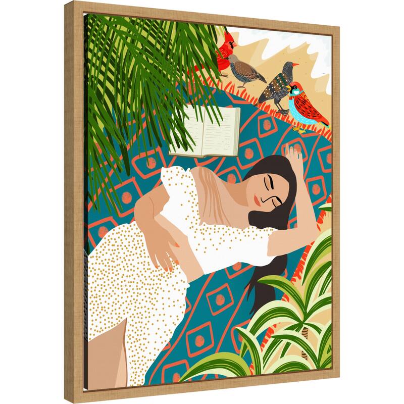 Beach. Read. Sleep. Repeat. by Uma Gokhale (16 x 20 in.), Framed Canvas Wall Art Print