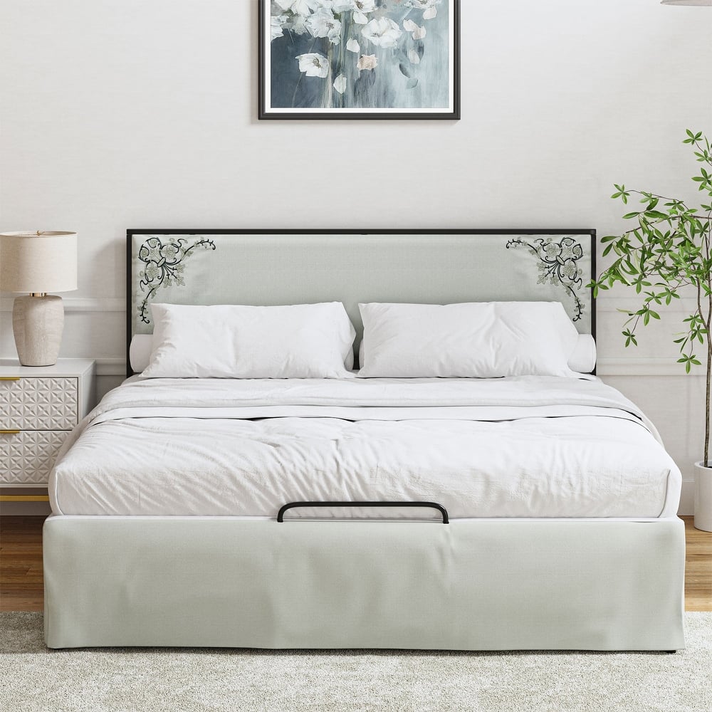 Oliver Modern Washable Slipcover Bed Upholstered Metal by HULALA HOME