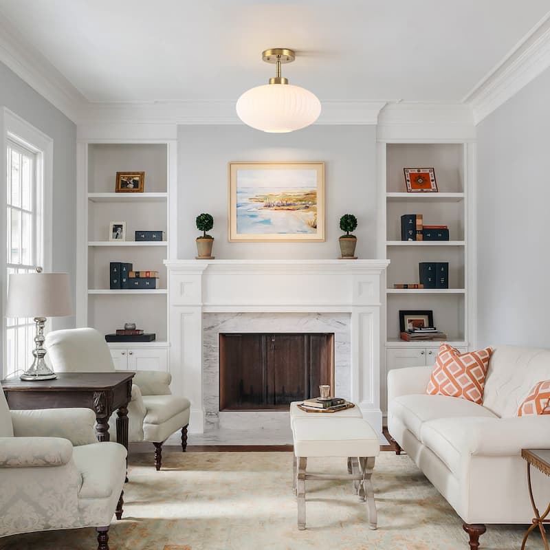 1 - Light Modern Glass Flush Mount Ceiling Light