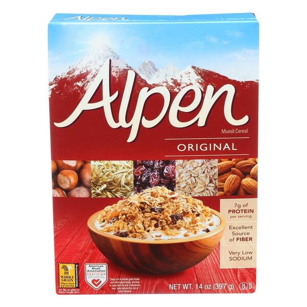 Alpen Original Muesli Cereal - Case of 12 - 14 oz.