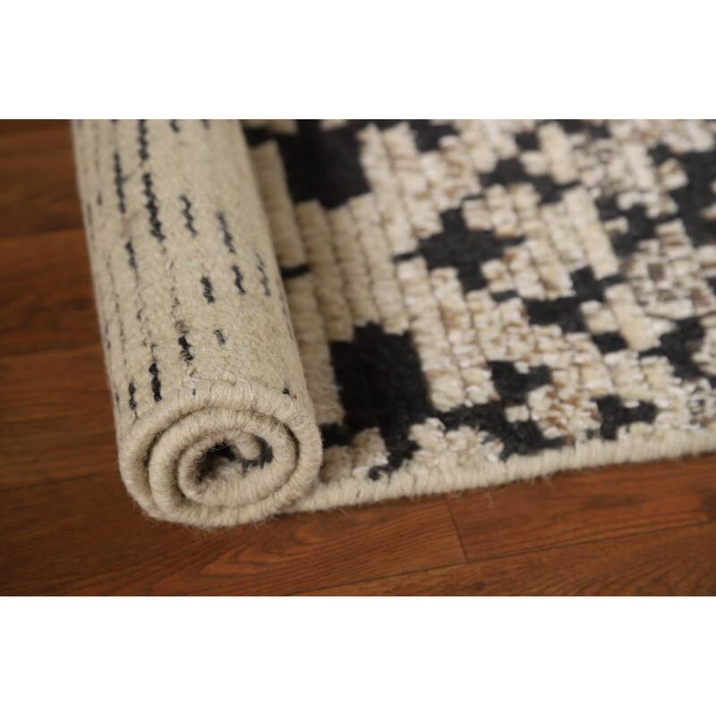 Geometric Moroccan Indian Rug Hand-Knotted Foyer Wool Carpet - 2'0"x 3'0"