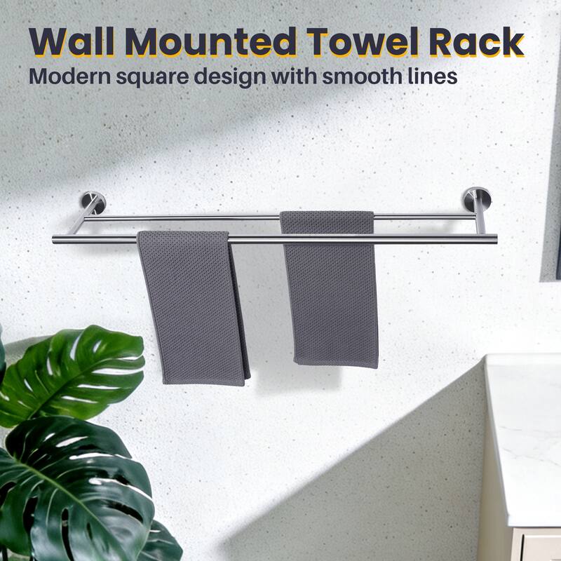WOWOW Wall Mounted Stainless Steel Double Towel Bar