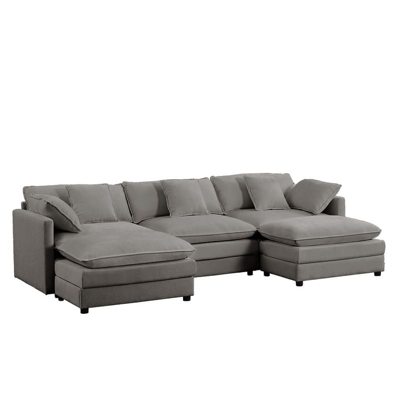Mixoy 113''U-Shaped Modular Sectional Sofa, 5-Seat Cloud Couch with 2 Ottomans,Modern Chenille Sleeper Sofa,Deep Seat Couches
