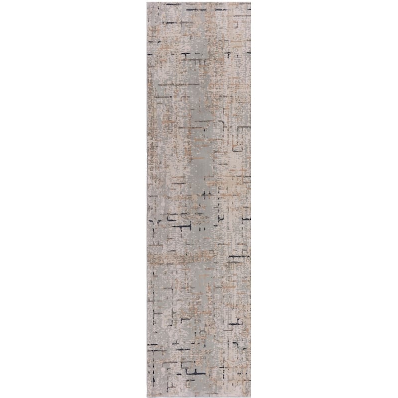 Sevita Grey/Cream/Taupe Geometric Contemporary Area Rug - 2'2" x 7'7"