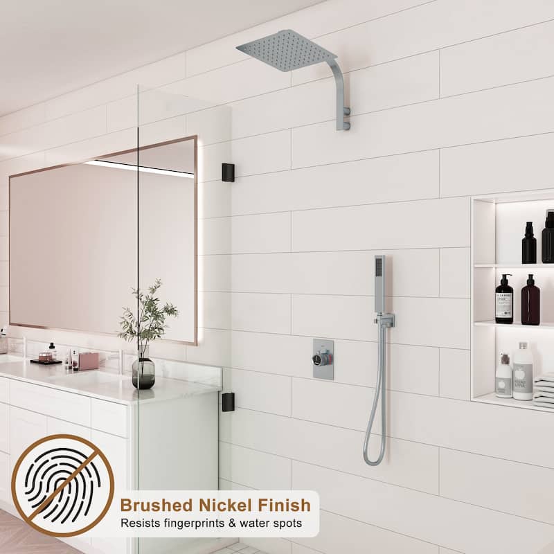CASAINC Integrated 10 Inch Wall Mouted Shower Head 2 Function with Pressure Balancing Valve CUPC Certified