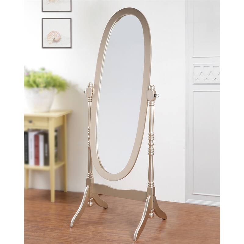 Traditional Queen Anna Style Wood Floor Cheval Mirror - Gold