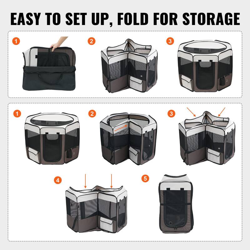 Foldable Pet Playpen Portable Crate Kennel for Dogs Cats
