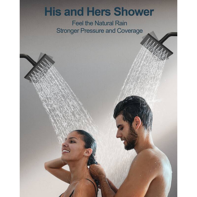 GRANDJOY High Pressure Shower Faucet System 16" Ceiling and dual 6" Wall Mounted Shower Head Combo Handheld Shower Spray