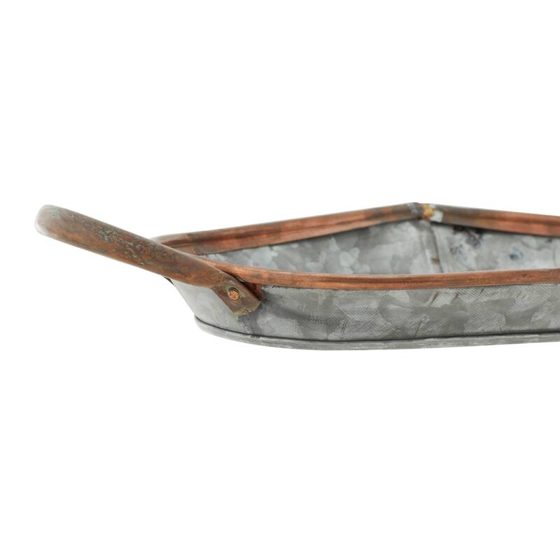 Metal Galvanized Tray - Set of 3 Gray - Roche River Decor - 10"W x 28"L x 1"H