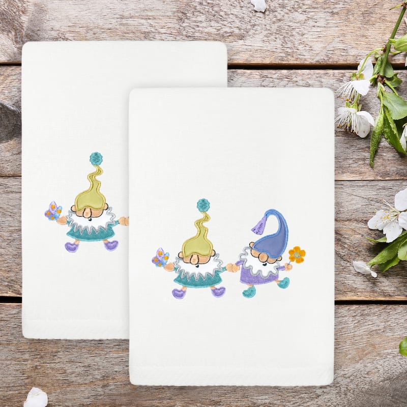 Authentic Hotel and Spa Spring Gnomes Turkish Cotton Hand Towels (Set of 2)