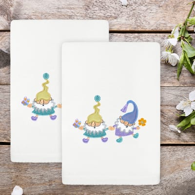 Authentic Hotel and Spa Spring Gnomes Turkish Cotton Hand Towels (Set of 2)