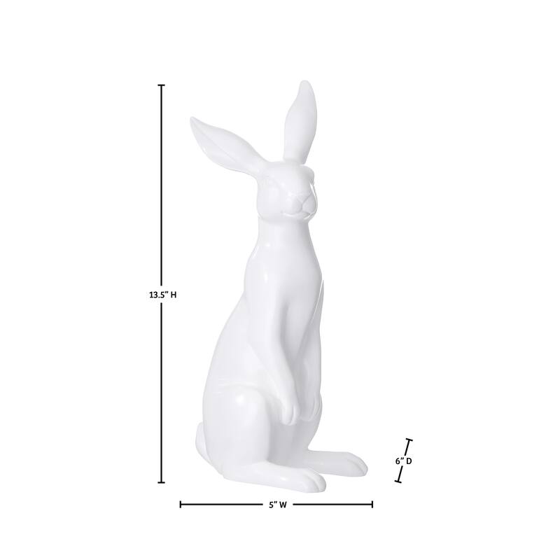 13.5" Resin White Standing Bunny