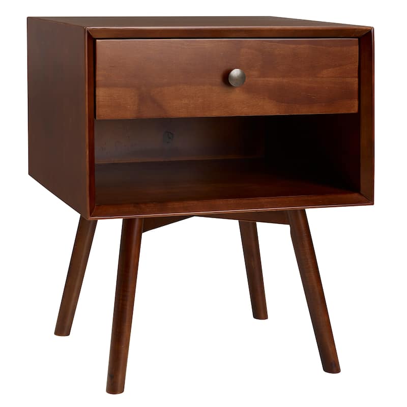 Middlebrook Mid-Century Solid Wood 1-Drawer, 1 Shelf Nightstand