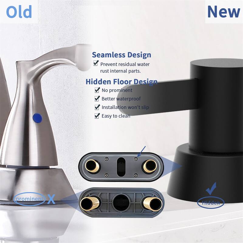 4 Inch Centerset Bathroom Faucet Matte Black 2-Handle Basin Vanity Sink RV Faucet with Swivel Spout