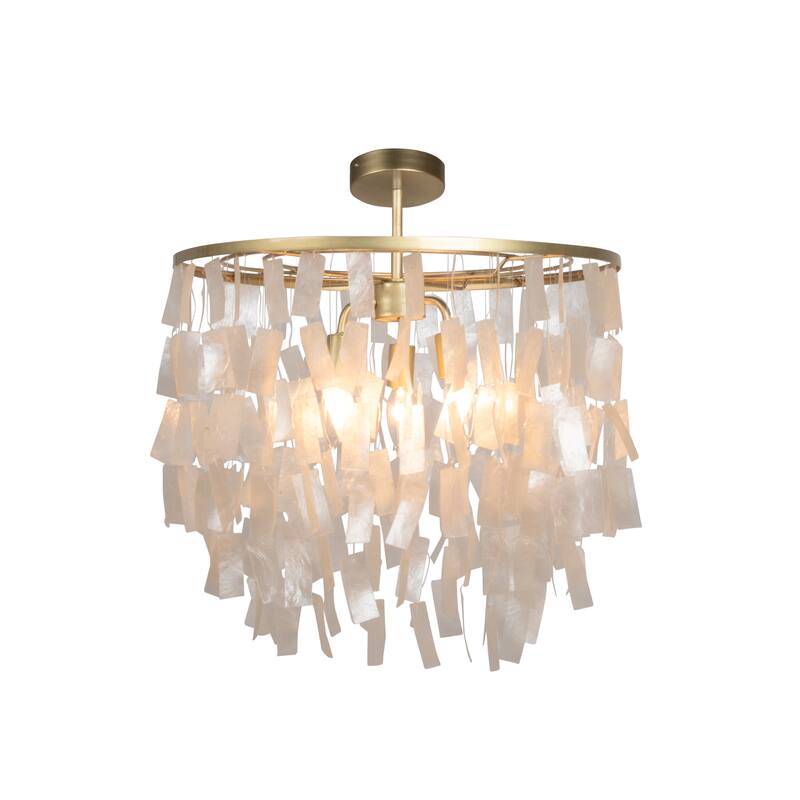 Marina Metal and Natural Capiz Chandelier Style Pendant Ceiling Light