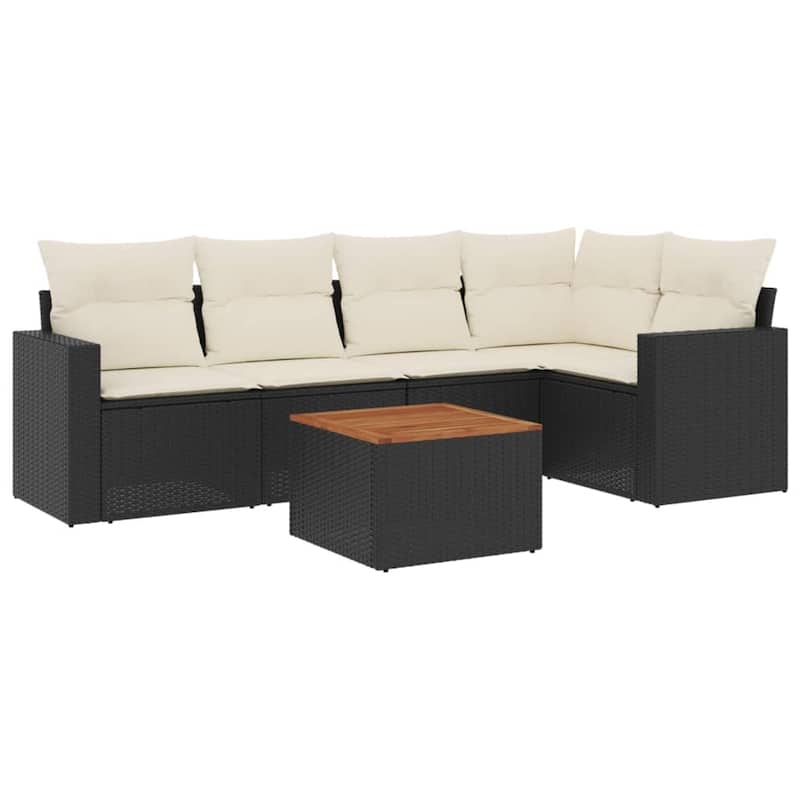 vidaXL Patio Sofa Set with Cushions Outdoor Furniture 6 Piece Poly Rattan
