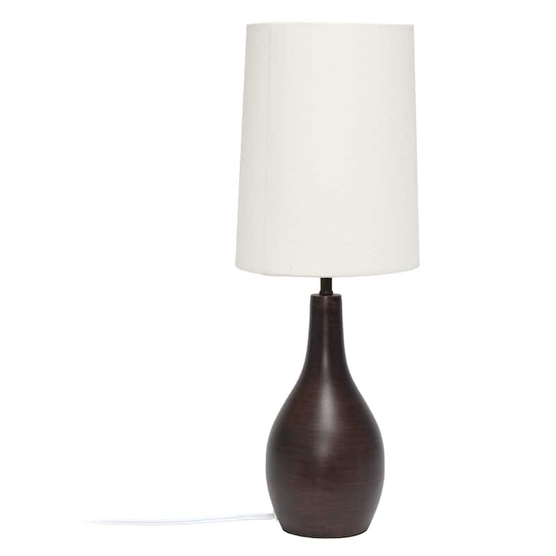 Decorative Hourglass Table Lamp with White Fabric Shade and Metal Base 40W Max Rotary Switch - 7”L x 7”W x 19.50”H