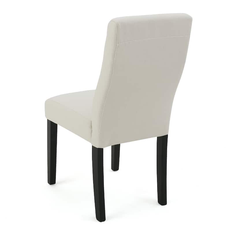 Celine Dining Side Chair Set of 2, Ivory Fabric and Black Wood Frame
