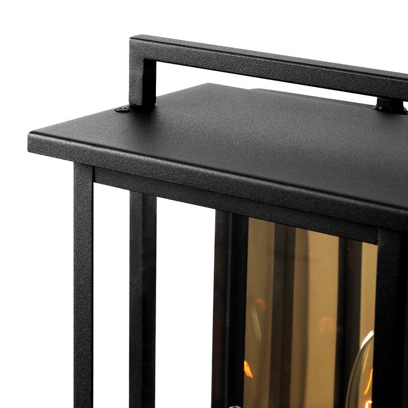 1-Light Black Dusk to Dawn Outdoor Wall Lantern with Mirror Glass - W8.11" x D5.9" x H15.35"