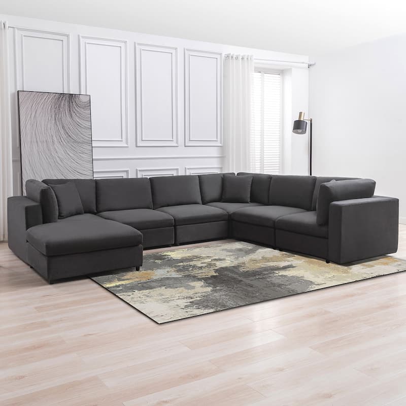 Mixoy Modern Convertible Sectional Sofa,L/U Shaped Corner Sleeper Sofa Couch,Modular Sectional Couches