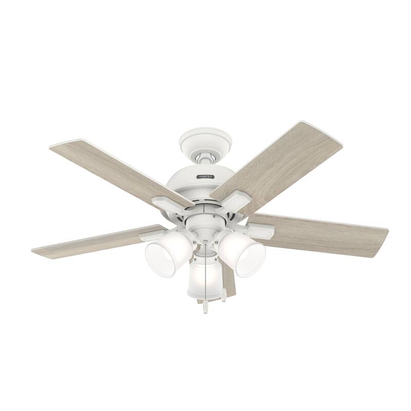 Hunter 44" Crystal Peak Ceiling Fan with LED Light Kit and Pull Chain, Casual, Transitional