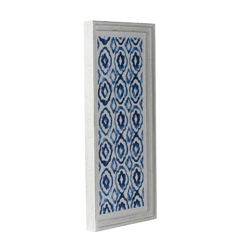 Modern Blue and White Hanging Sculptures Wall Decor with Fir, for Kitchen Beach Sun Room and Living Room Set of 2 Blue