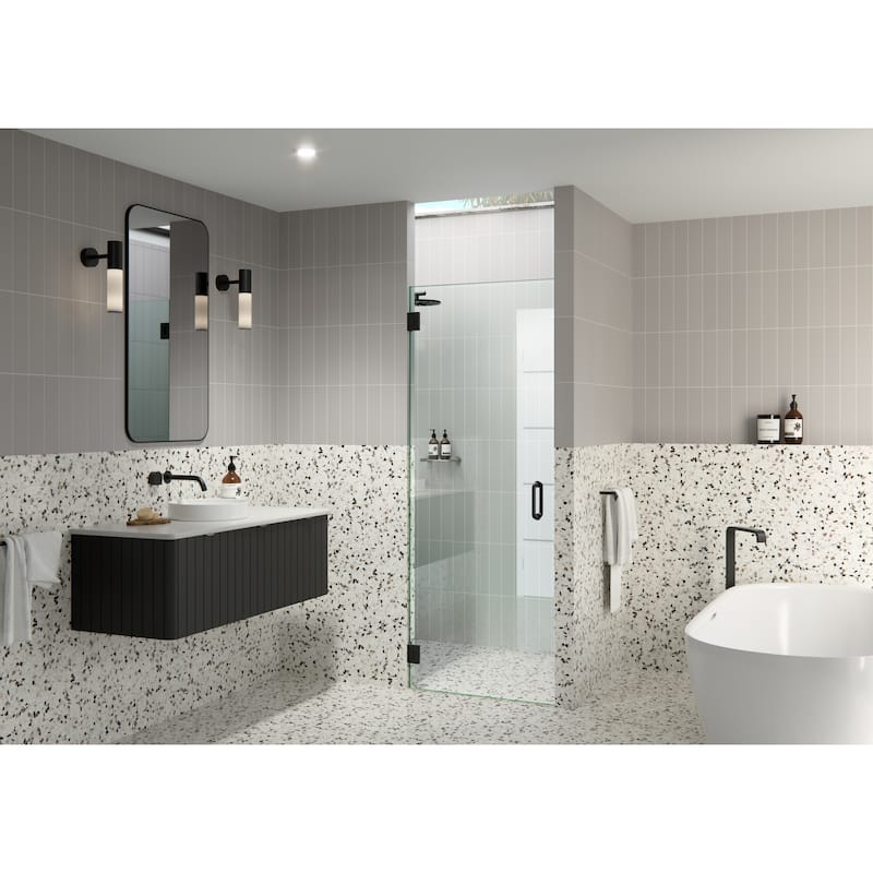 Albedo 28 in. W x 78 in. H Fully Frameless Hinged Shower Door - Width Adj 28.375 - 28.775