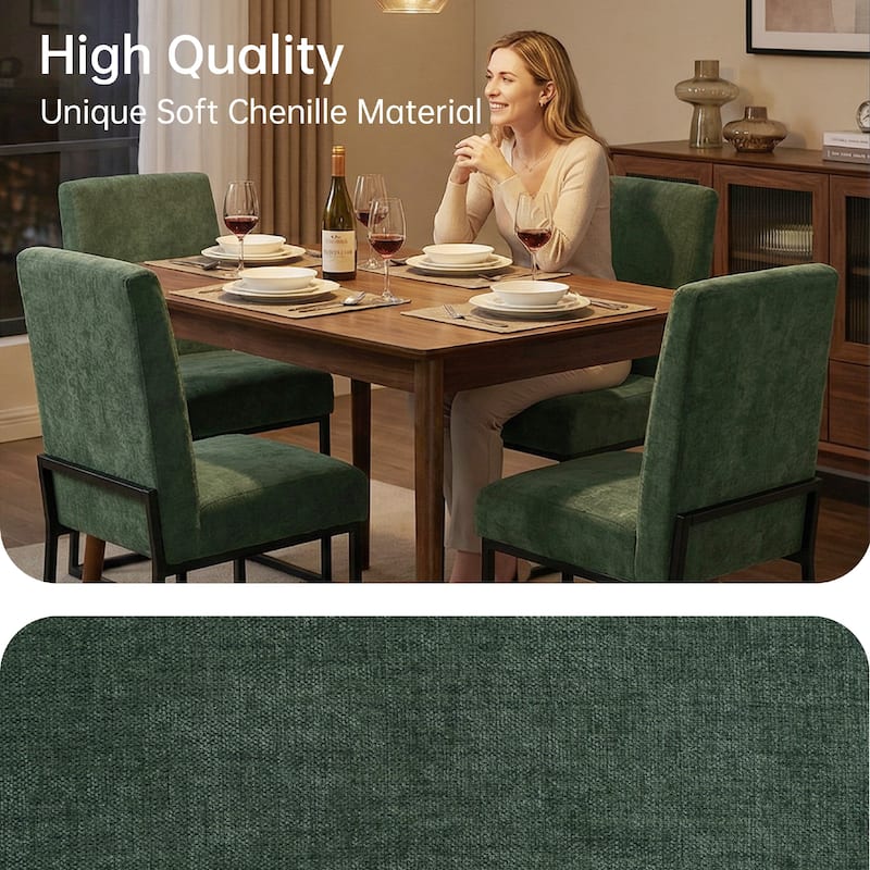 Mid Century Modern Dining Chair with Black Metal Legs