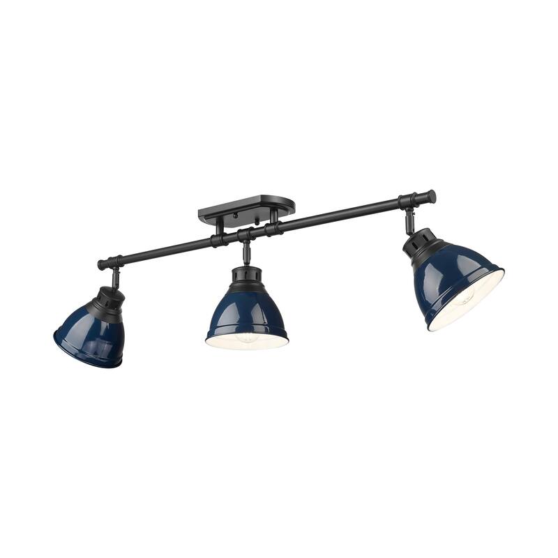 Yep by Golden Lighting Duncan 3-light Semi-Flush Mount in Matte Black and Navy Blue shade - Matte Black - 3-Light Semi-flush