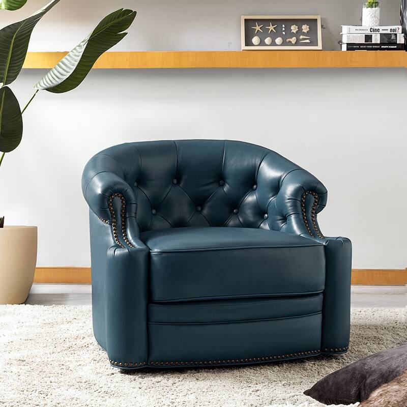 Felipe Traditional Genuine Leather 360° Swivel Chair With Tufted Back with Fully Assembled By HULALA HOME