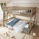preview thumbnail 1 of 19, Floor Bunk Bed with Ladder and Guardrails, Full XL Over Queen Bed with Detachable 2 Separate Platform Bed Design, Space-saving Walnut - Full