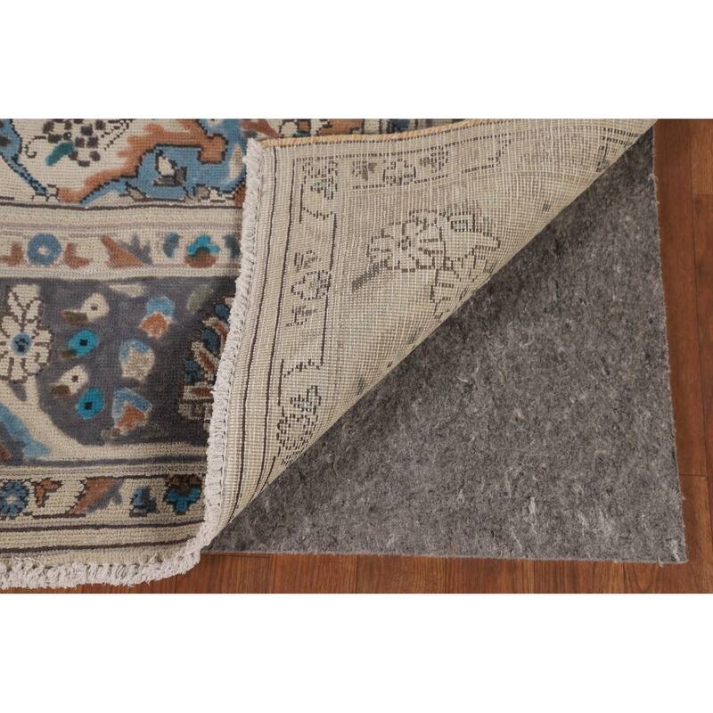 Ivory Floral Tabriz Persian Vintage Rug Handmade Wool Carpet - 6'4"x 9'6"