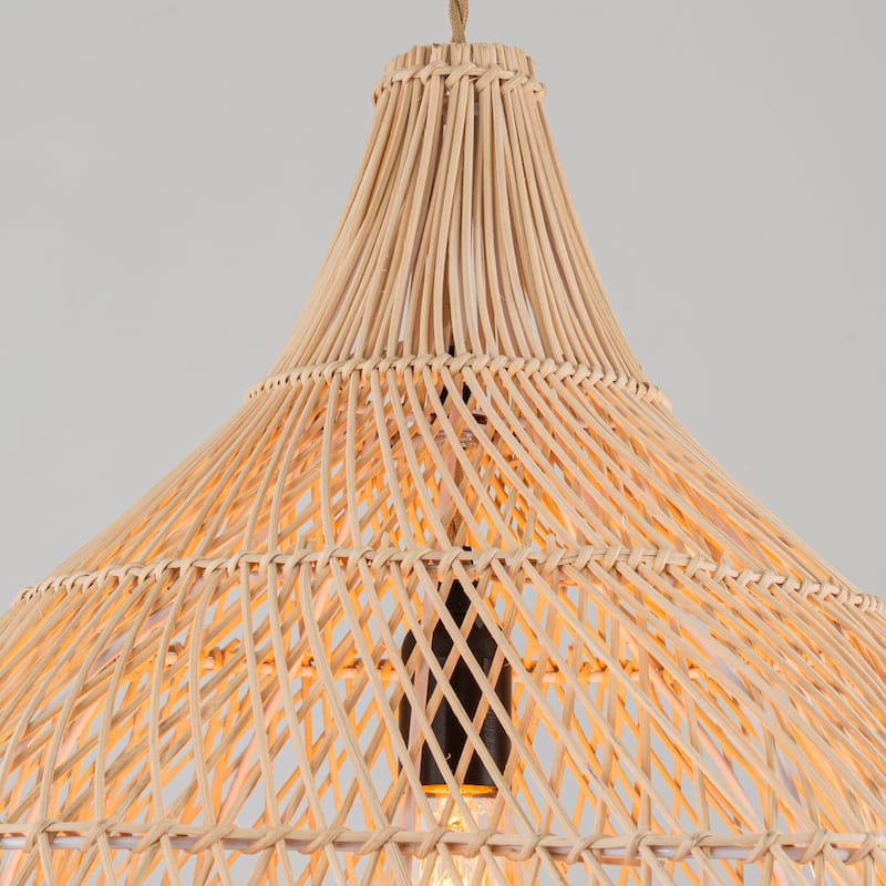 Serenity Large Rattan Pendant Light Coastal Interior Ceiling Hanging Light - 23.6