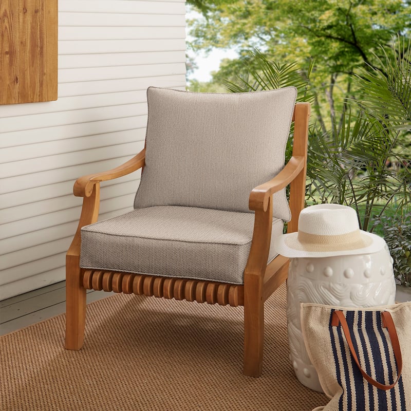 Sorra Home Sunbrella Outdoor Corded Deep Seating Pillow and Cushion Set - 22.5 in W x 22.5 in D x 5 in H - Revive Sand