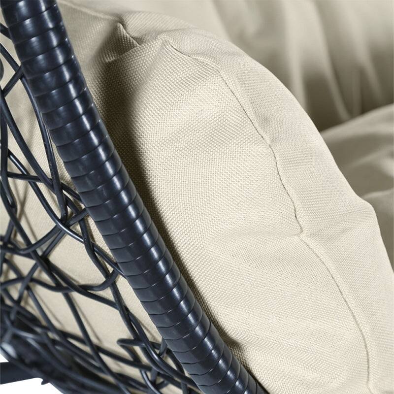 2-Person Outdoor Hanging Egg Chair with Teardrop Frame, Weather-Resistant Cotton Cushioned Seat for Patio and Indoor Use