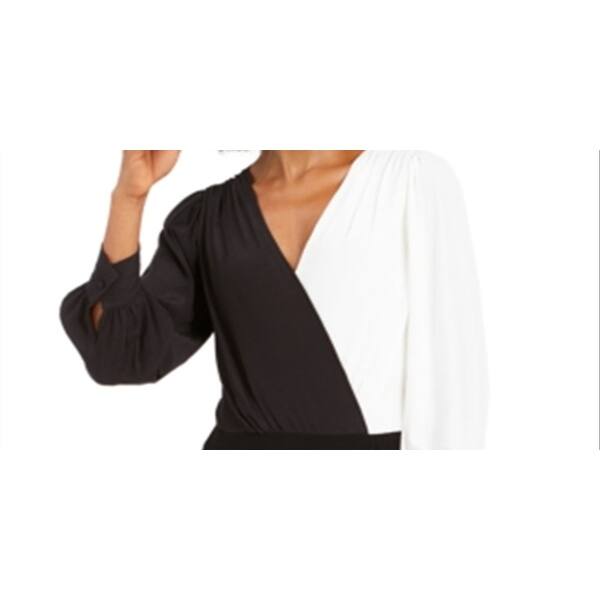 anne klein black and white dress Anne Klein Plus Size Printed Notch Collar Wrap Dress main image 1