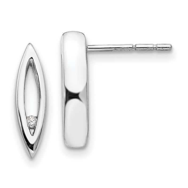 Curata Polished Post Earrings White Ice .02ct. Diamond Earrings - 15x4mm Wide