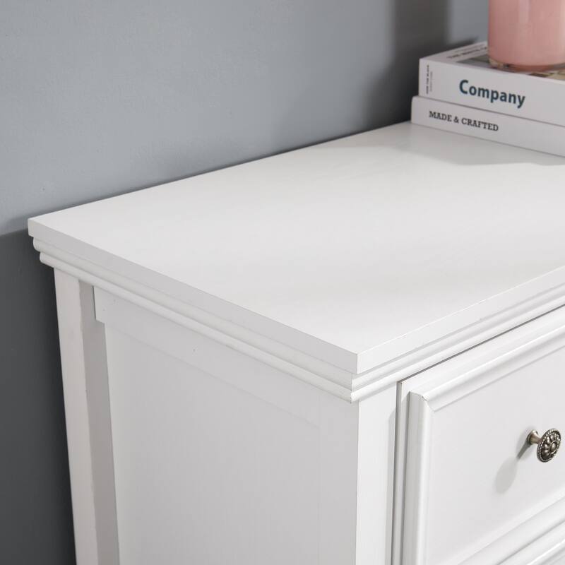 Bright White 7-Drawer Dresser, Versatile Living Room Storage Option