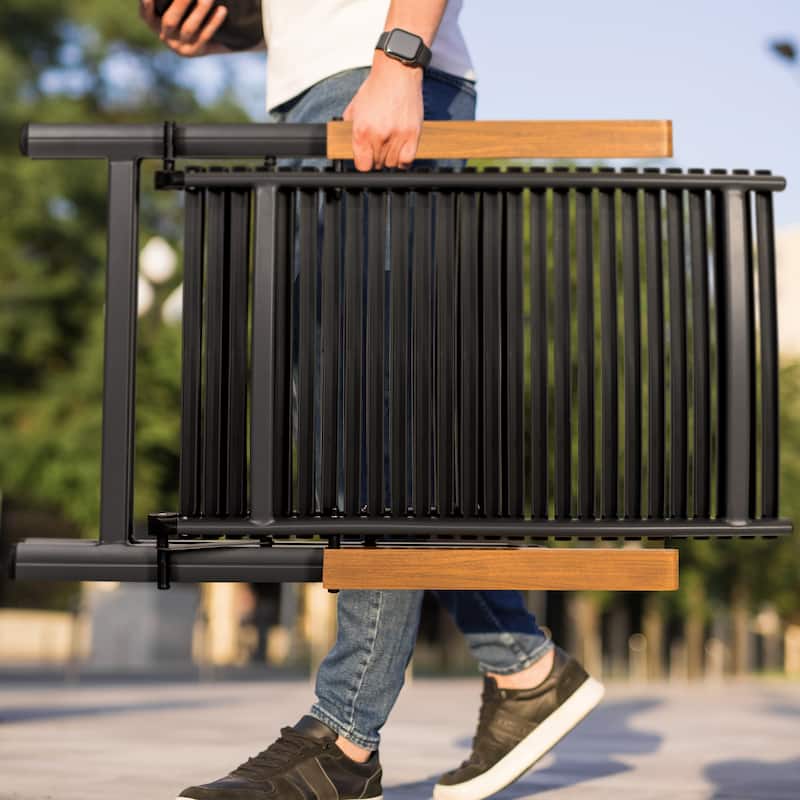 2-Piece Patio Folding Chairs with Aluminum Frame, Adjustable Backrest