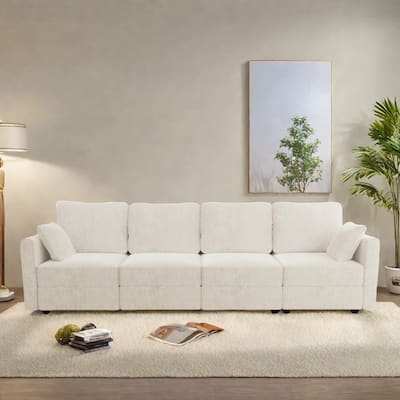 4-Seat Sofa with Hidden Chaise Storage - Cloud-Like Thickened Cushions and Premium Sturdy Frame