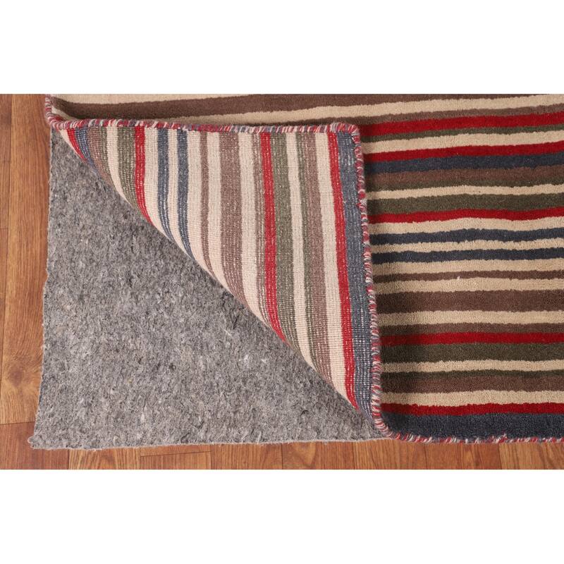 Multi-Color Striped Gabbeh Oriental Area Rug Handmade Wool Carpet - 5'1"x 8'4"