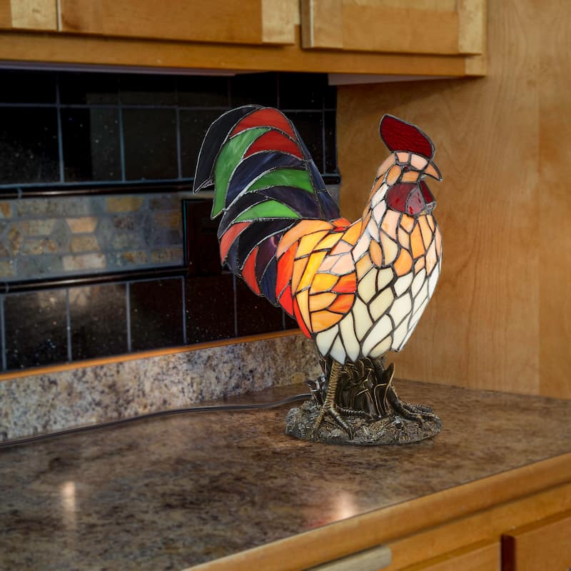 The Gray Barn Tara Multicolor Resin 15.5-inch Rooster Stained Glass Accent Lamp - 12.5"L x 7.0"W x 15"H