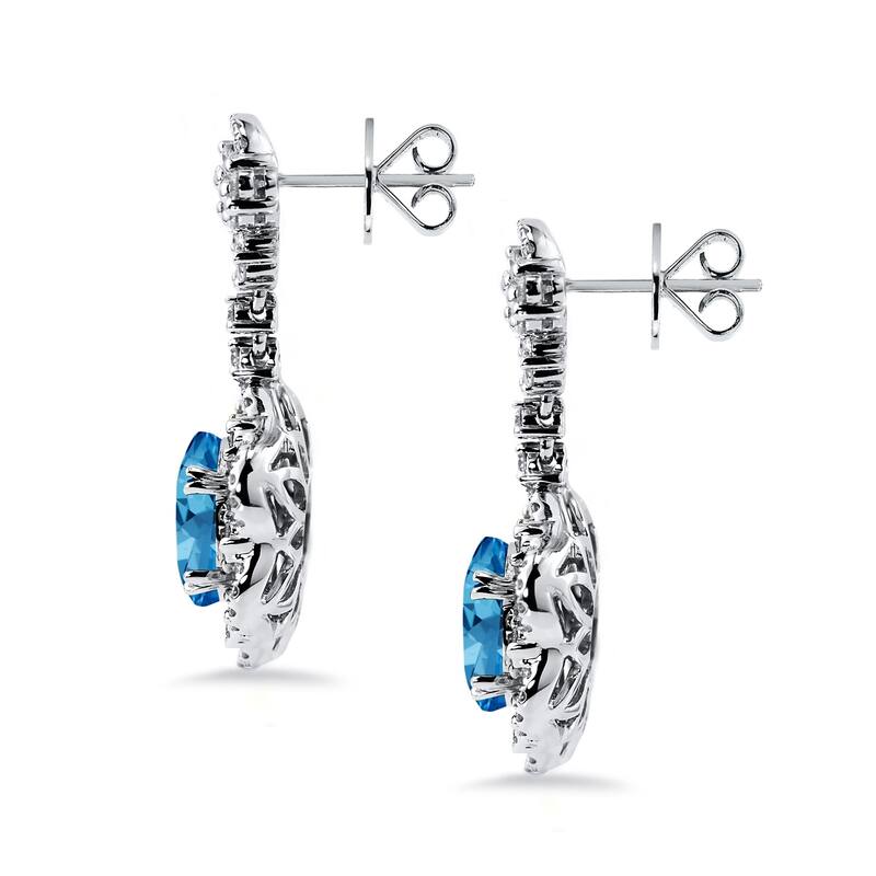 Auriya 6 3/8ct Fancy Oval-cut Topaz Halo Diamond Drop Earrings 1 7/8ctw 18k Gold