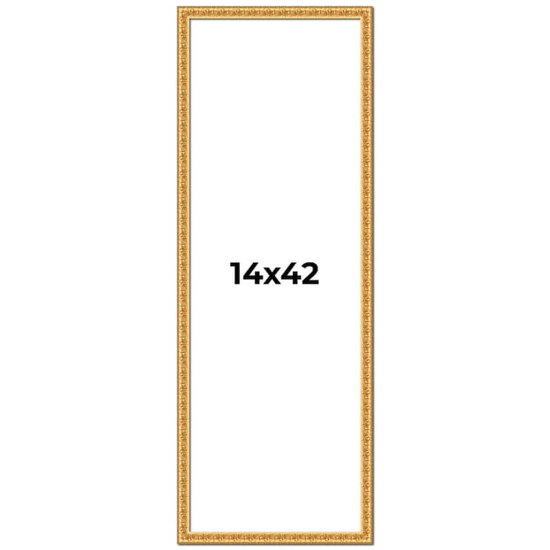 14x42 Frame Gold Real Wood Picture Frame Width 1 inches | Interior