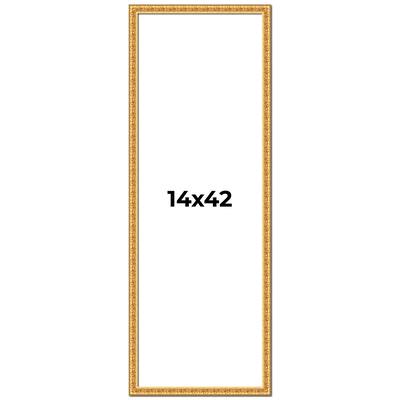 14x42 Frame Gold Real Wood Picture Frame Width 1 inches | Interior