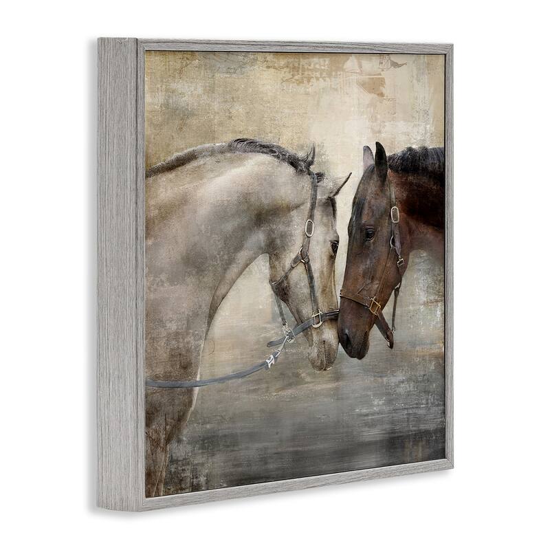 Stupell Horse Couple Textured Farm Animal Photograph,12x12,, 12x12, Framed Wall Art