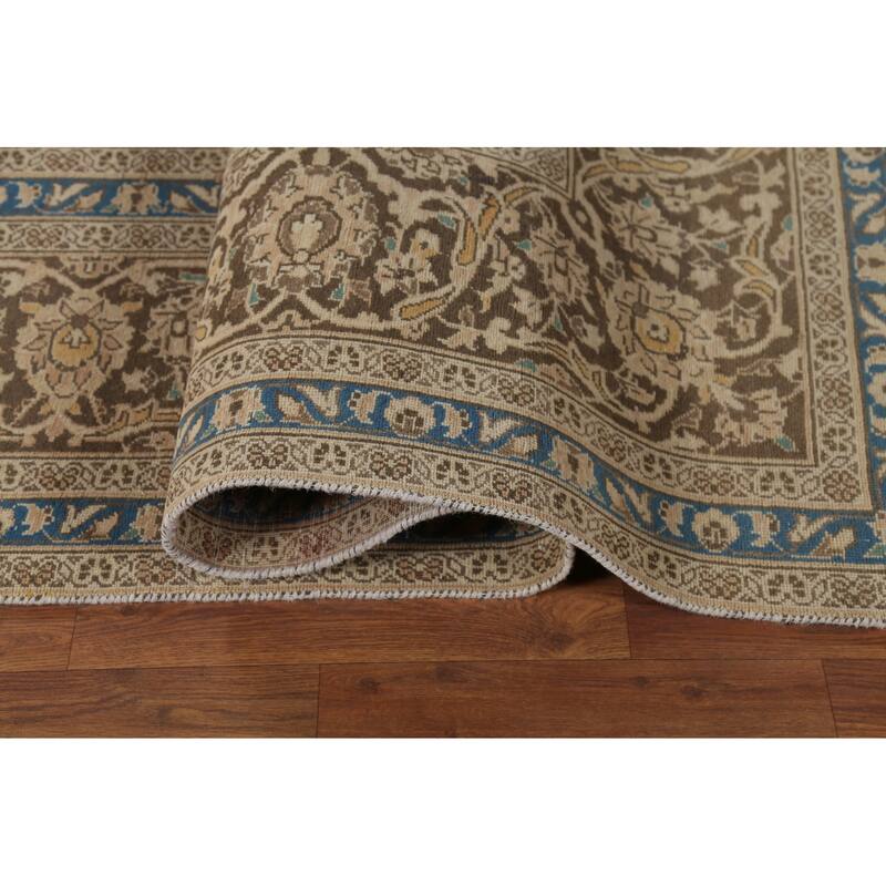 Traditional Mashad Persian Vintage Rug Handmade Wool Carpet - 9'10"x 12'11"